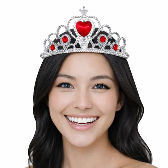 Adult Silver Plastic Costume Tiara with Gem